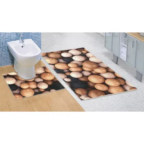 Koberce a koberečky Bellatex Koupelnová předložka Dřevěné koule 3D, 60 x 100 + 60 x 50 cm