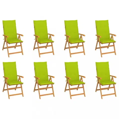 Zahradní židle Zahradní polohovací židle 8 ks akácie / látka Dekorhome Světle zelená