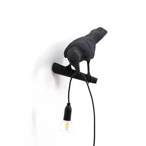 Vnitřní dekorativní svítidla SELETTI LED deko nástěnné světlo Bird Lamp levé černá