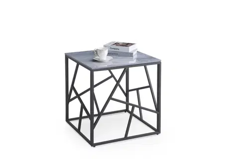 Stolky do obývacího pokoje HALMAR Odkládací stolek UNIVERSE 2 55 cm šedý/černý