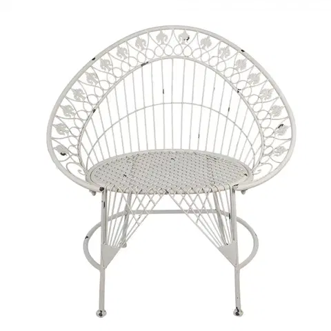 Zahradní sestavy Bílá antik kovová zahradní židle / křeslo Lillien - 82*50*90 cm Clayre & Eef 5Y1199