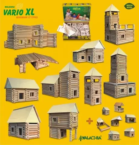 Hračky stavebnice WALACHIA - Dřevěná stavebnice VARIO XL 184 dílů