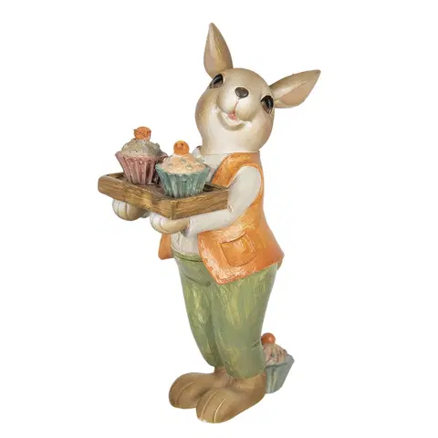 Velikonoční dekorace Velikonoční dekorace králíka s muffiny - 11*6*16 cm Clayre & Eef 6PR3303