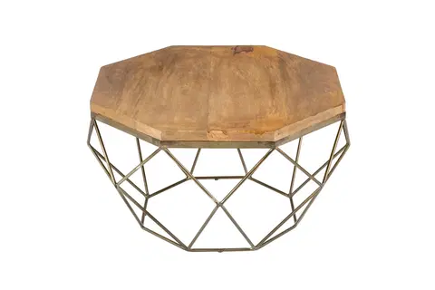 Designové a luxusní konferenční stolky Estila Art-deco jedinečný konferenční stolek Adamantino s dřevěnou deskou a kovovou konstrukcí ve tvaru diamantu 69cm