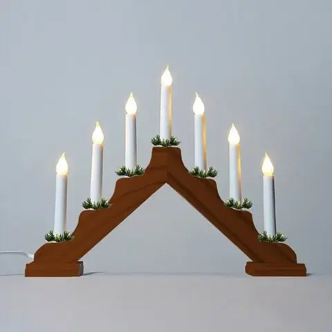 Vánoční dekorace Adventní svícen s taženou žárovkou LED Filament, dub