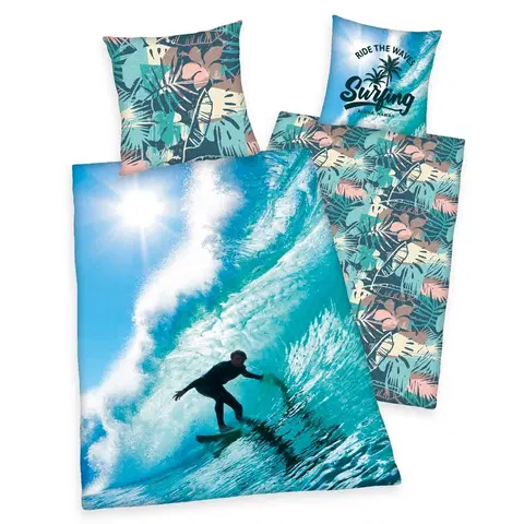 Povlečení Herding Bavlněné povlečení Surfing, 140 x 200 cm, 70 x 90 cm