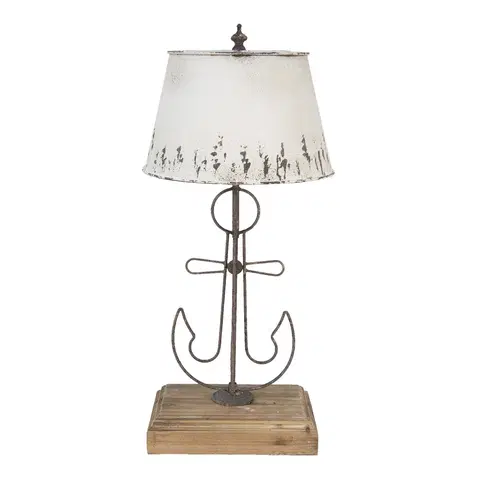 Lampy Krémová antik stolní lampa s kotvou a kovovým stínidlem - Ø 35*79 cm Clayre & Eef 5LMC0016