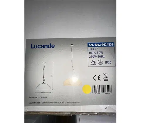 Svítidla Lucande Lucande - Lustr na lanku LOURENCO 3xE27/60W/230V 