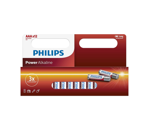 Baterie primární Philips Philips LR03P12W/10 - 12 ks Alkalická baterie AAA POWER ALKALINE 1,5V 