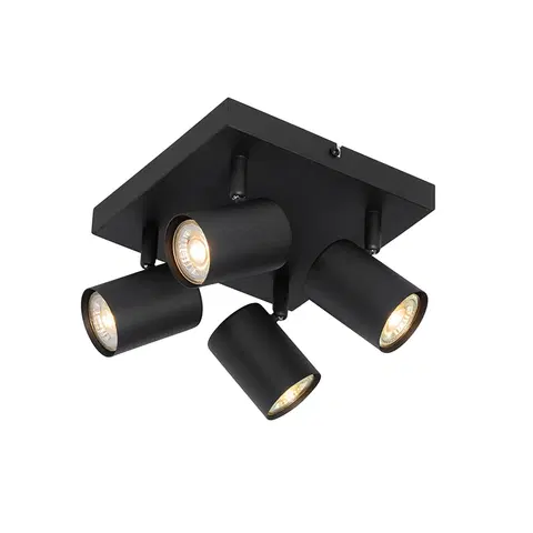 Bodova svetla Moderní stropní svítidlo černé 4-světelné nastavitelné čtvercové - Jeana