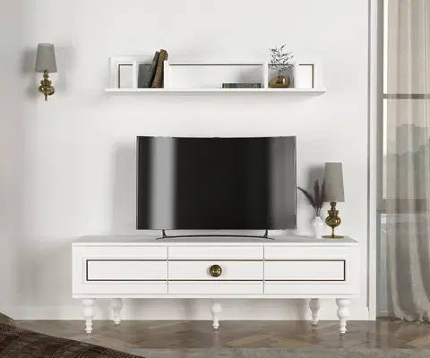 Obývací stěny a sestavy nábytku Televizní stěna SCARLETT bílá