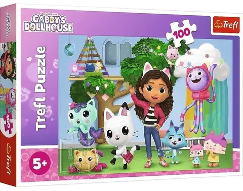 Hračky puzzle TREFL - Puzzle 100 - Gabbyin domeček pro panenky / Universal Gabby´s Dollhouse
