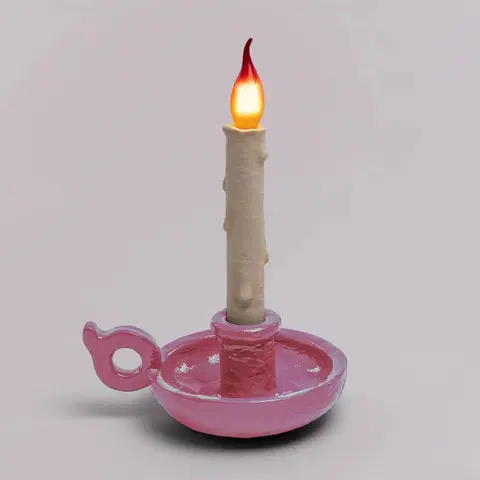 Vnitřní dekorativní svítidla SELETTI LED deko stolní lampa Grimm Bugia svíčka růžová