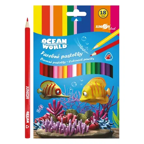Hračky JUNIOR - Pastelky Ocean World trojhrané 18ks