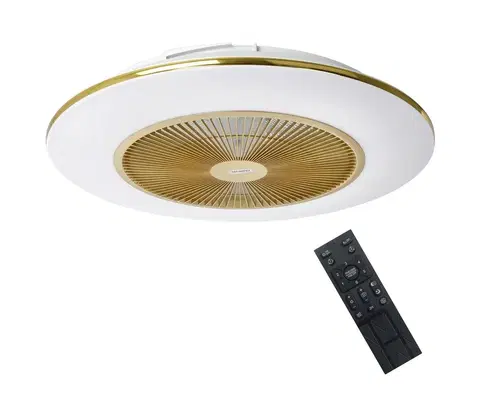 Domácí ventilátory  LED Stmívatelné stropní svítidlo s látorem ARIA LED/38W/230V zlatá + DO 
