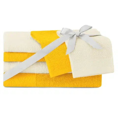 Ručníky AmeliaHome Sada 6 ks ručníků  FLOSS klasický styl žlutá