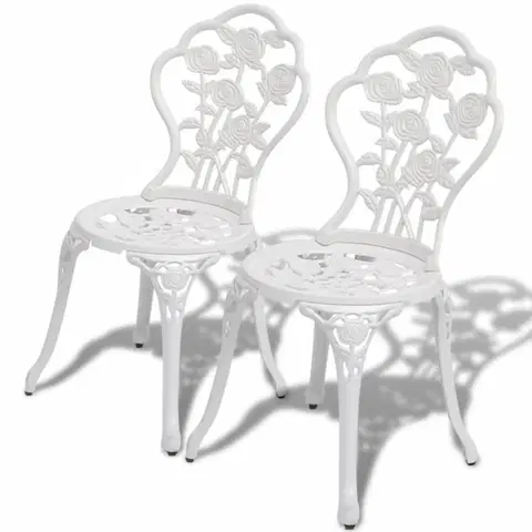 Zahradní křesla a židle Zahradní bistro židle 2 ks litý hliník Bílá