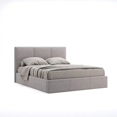 Postele 3kraft Dvoulůžková čalouněná postel Lily 180x200 se zvedacím roštem šedá