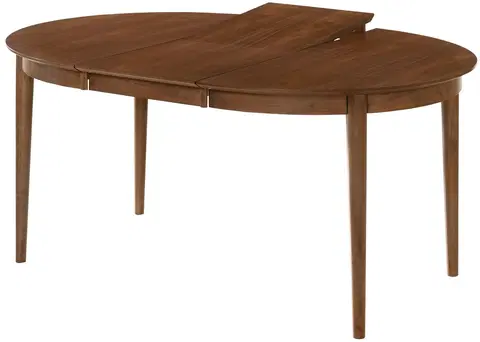 Designové a luxusní jídelní stoly Estila Skandinávský oválný rozkládací jídelní stůl Nordica Nogal ze dřeva v ořechově hnědé barvě se čtyřmi nožičkami 165cm