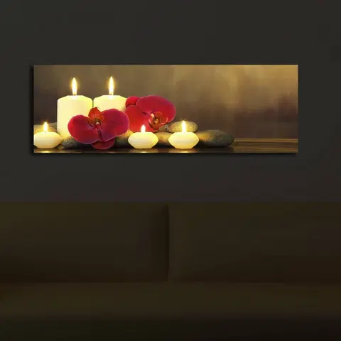 Obrazy Hanah Home Obraz s led osvětlením Svíčky 90x30 cm