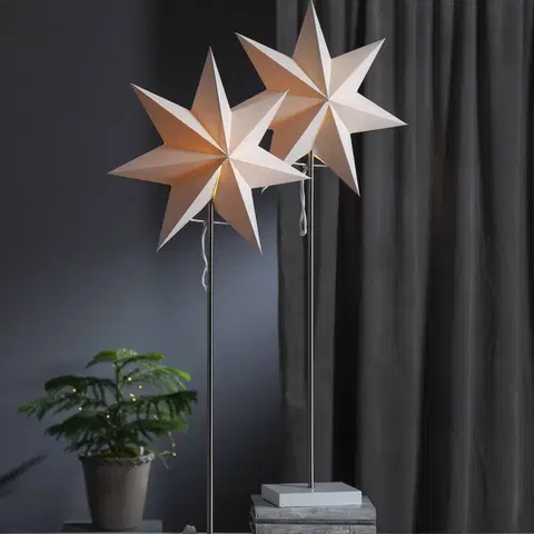 Vánoční vnitřní dekorace STAR TRADING Moa svítidlo, kombi hvězda + stínidlo, noha dub