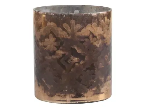 Svícny Mocca antik skleněný svícen na čajovou svíčku Grindi - Ø 10*12 cm Chic Antique 74124-20