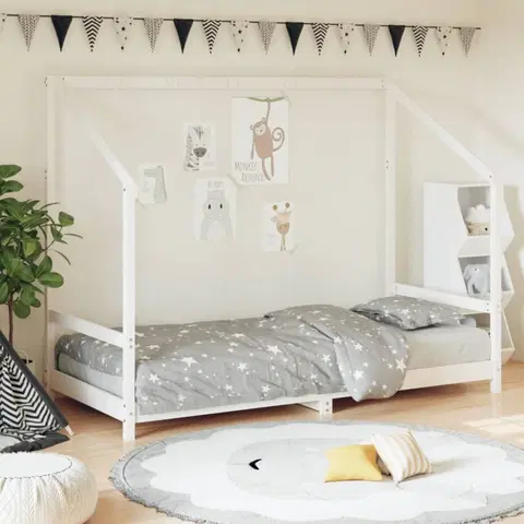 Dětské pokoje Dětská postel bílá 90 x 190 cm masivní borové dřevo