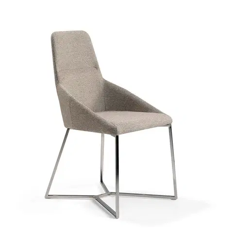 Luxusní jídelní židle Estila Moderní jídelní židle Urbano s chromovou podstavou hnědo-šedá 91cm