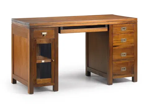 Stylové a luxusní pracovní a psací stoly Estila Koloniální psací stůl Flamingo s výsuvnou deskou z masivu 140cm