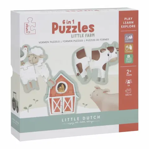 Hračky puzzle LITTLE DUTCH - Puzzle 6v1 Farma