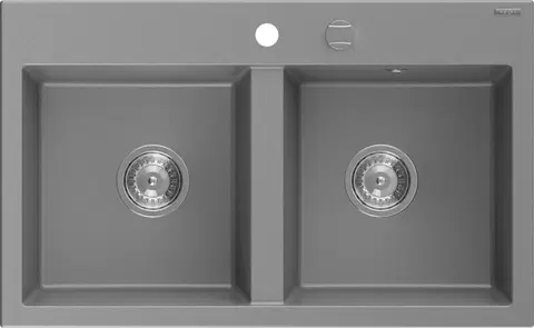 Sifony k pračkám MEXEN Hektor granitový dřez 2-bowl 800 x 480 mm, šedá, sifon chrom 6521802000-71