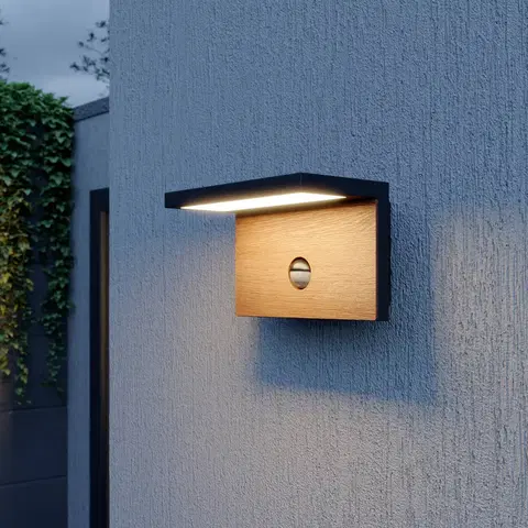 Venkovní nástěnná svítidla s čidlem pohybu Lucande Lucande Lignus LED venk. světlo, snímač pohybu