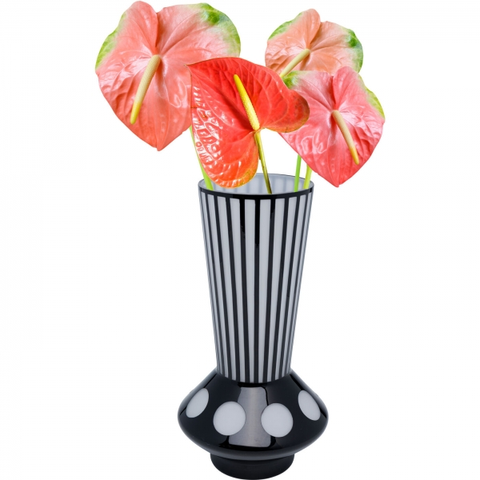 Skleněné vázy KARE Design Černobílá skleněná váza Brillar 40cm