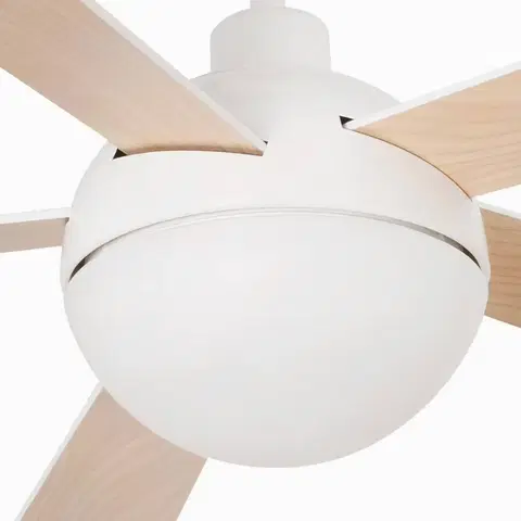 Stropní ventilátory se světlem FARO BARCELONA Stropní ventilátor Izaro s LED světlem, bílá/javor