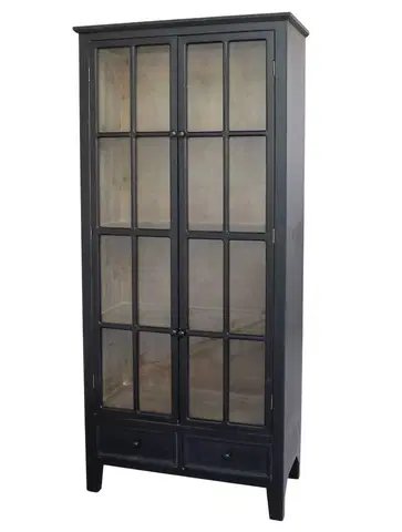 Komody Černá antik dřevěná skříň / vitrína s policemi Floriette - 105*40*200 cm Chic Antique 40039524 (40395-24)