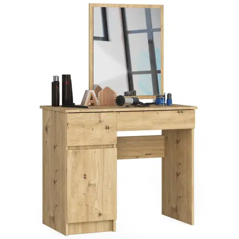 Toaletní stolky Ak furniture Kosmetický stolek se zrcadlem P-2/SL dub artisan levý