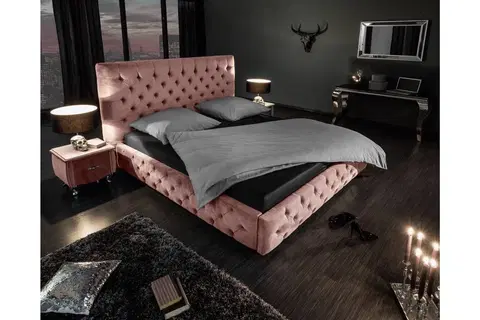 Designové postele LuxD 22858 Designová postel Laney 160x200 cm starorůžový samet