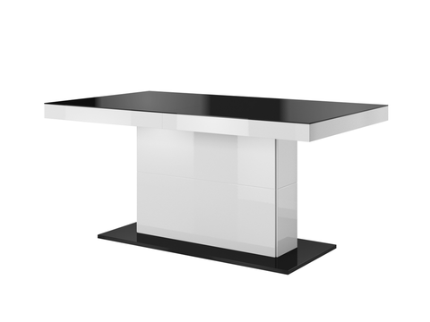 Jídelní stoly JEOLLA/CAPH rozkládací jídelní stůl, bílá/černá