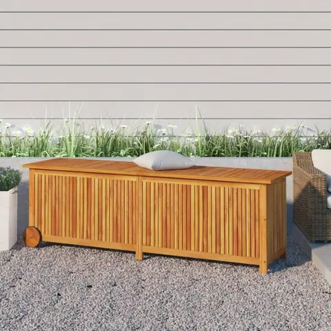Zahradní úložné boxy Zahradní úložný box s kolečky 150 x 50 x 58 cm masivní akácie