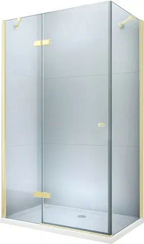 Sprchové vaničky MEXEN/S Roma obdélníkový sprchový kout 100x90, transparent, zlatý + vanička 854-100-090-50-00-4010