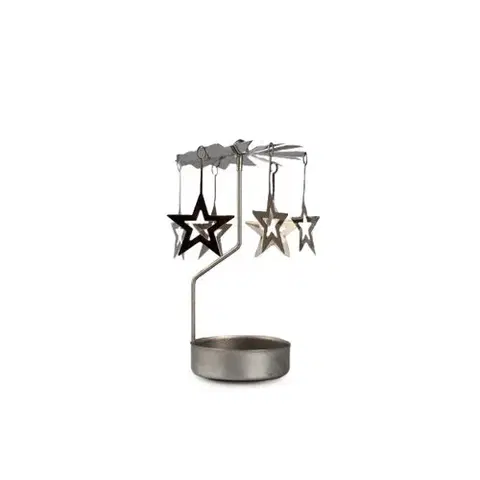 Vánoční dekorace Kovové andělské zvonění s hvězdičkami, stříbrná