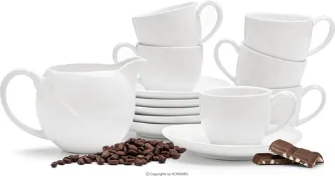 Doplňky do kuchyně Konsimo Porcelánový kávový servis na espresso 13 ks RESEDA pro 6 osob bílý