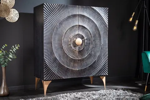Komody LuxD Designová vysoká komoda Venetia 120 cm černo-zlatá