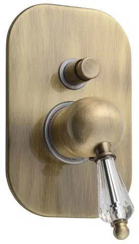 Koupelnové baterie SAPHO KIRKÉ CRYSTAL podomítková sprchová baterie, 2 výstupy, páčka krystal, bronz KI42KB