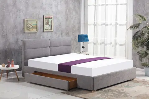 Postele HALMAR Čalouněná postel Dona 160x200 cm dvoulůžko - šedá
