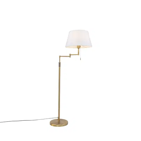 Stojaci lampy Stojací lampa bronzová s bílým stínidlem a nastavitelným ramenem - Ladas Deluxe