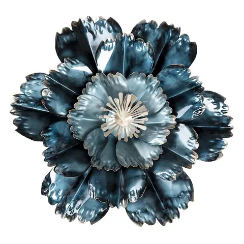 Obrazy Modrá kovová nástěnná dekorace květina Touri - Ø 54*6 cm Clayre & Eef 6Y4461