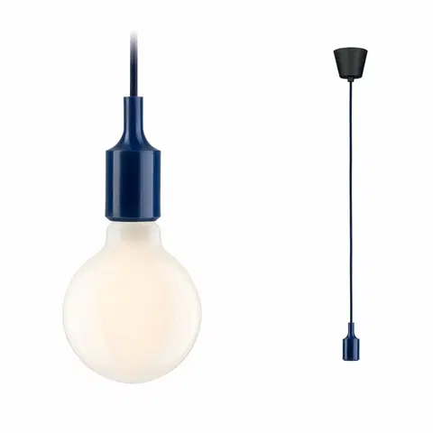 Moderní závěsná svítidla PAULMANN Neordic závěsné svítidlo Ketil E27 max. 60W noční modrá/černá stmívatelné Silikon/umělá hmota