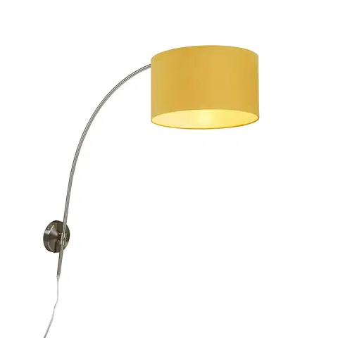 Nastenna svitidla Nástěnná oblouková lampa z oceli s odstínem žluté 35/35/20 nastavitelná