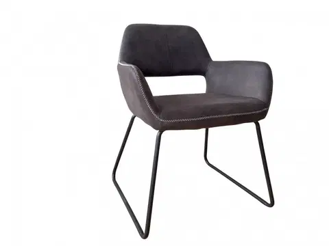 Luxusní jídelní židle Estila Retro designová šedá židle Pala s područkami 79cm